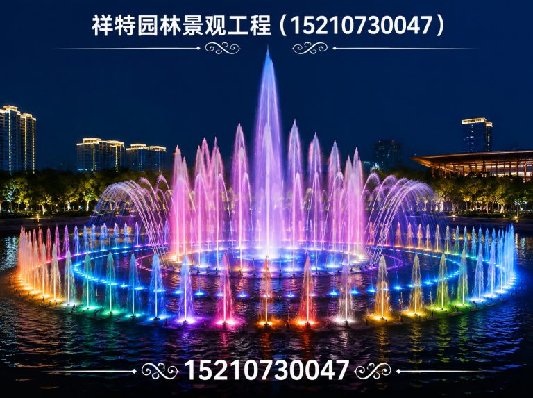 阜平县人工湖喷泉展示图